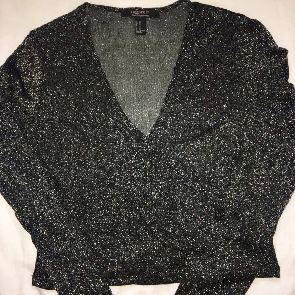 Sheer GLITTER long sleeve wrap top!!!